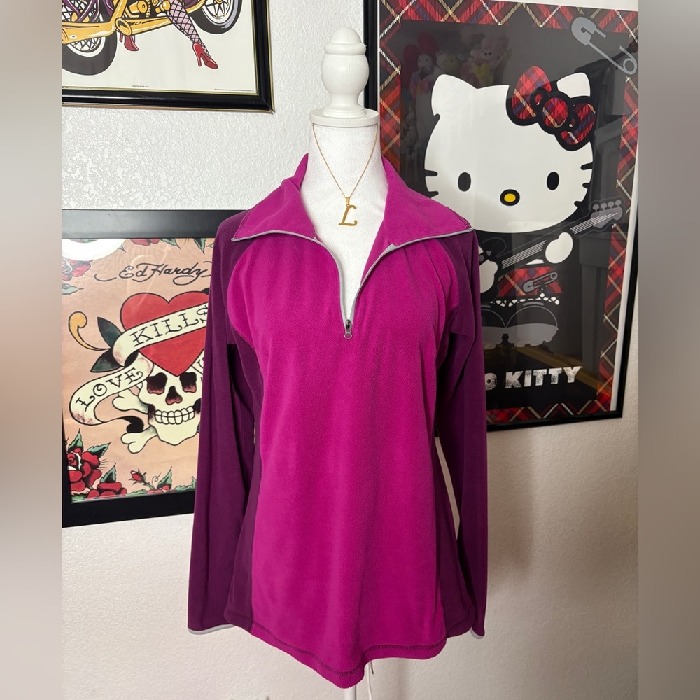 Columbia Sportswear Magenta Purple Quarter Zip Fleece Pullover Gorpcore Outdoor